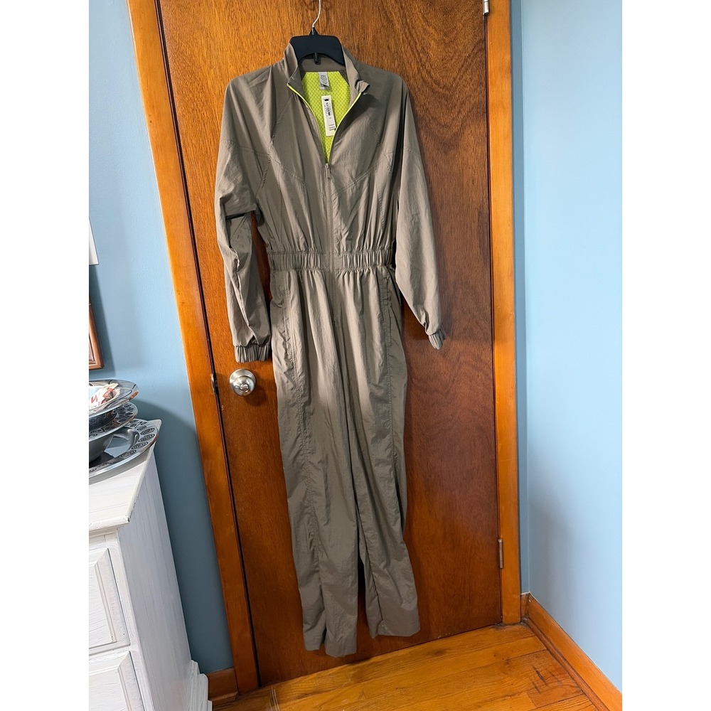 VSX Victoria's Secret Sport Jumpsuit Olive Green Neon Mesh Zip Front Small New